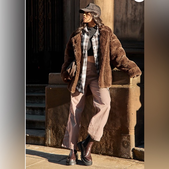 Pretty little things chocolate premium faux for vertical bubble coat size 6 - Picture 2 of 9